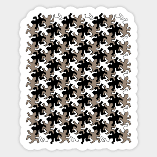 Black and White Reptile Escher Tesselation Sticker